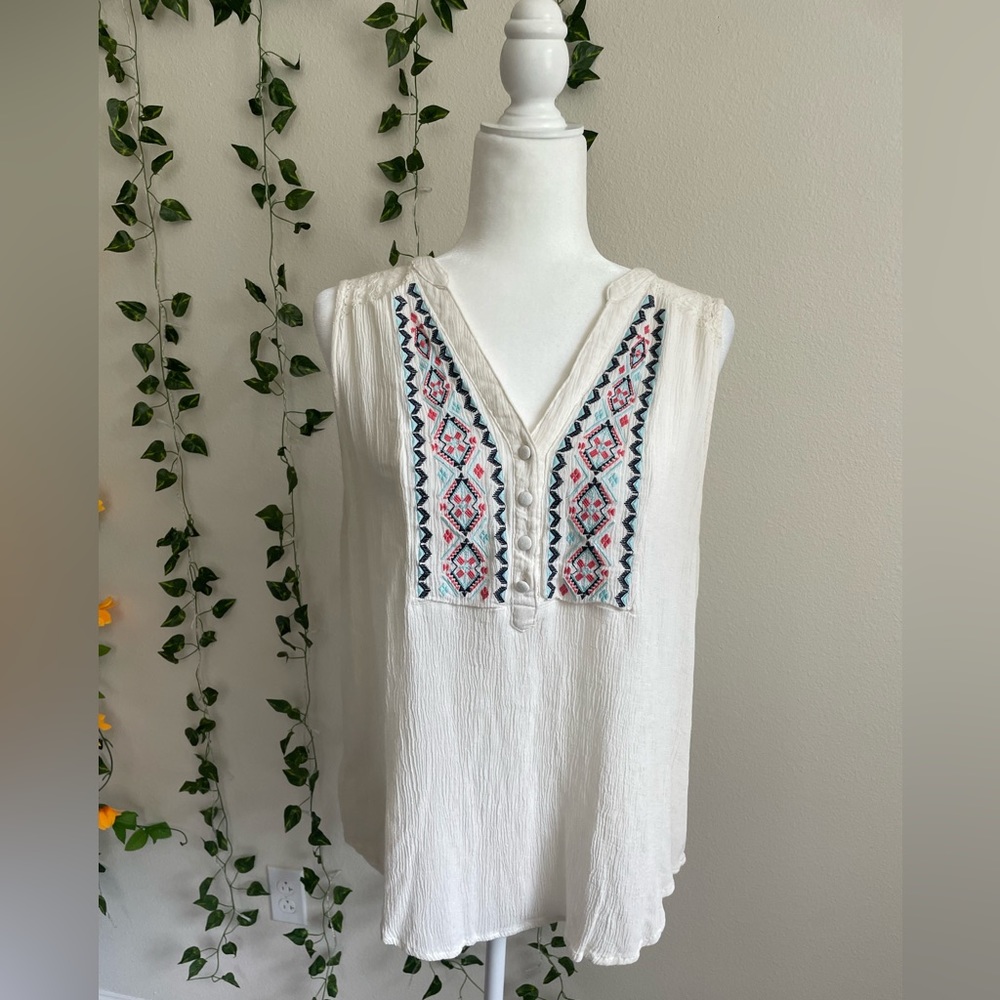 Torrid Embroidered Gauze Tank Top